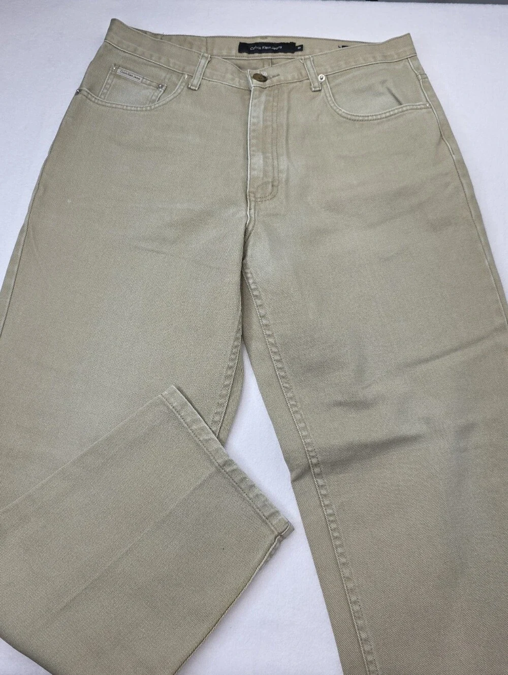 Calvin Klein Men's Casual Straight-Leg Jeans Beige Tan Size 34 CS-3671
